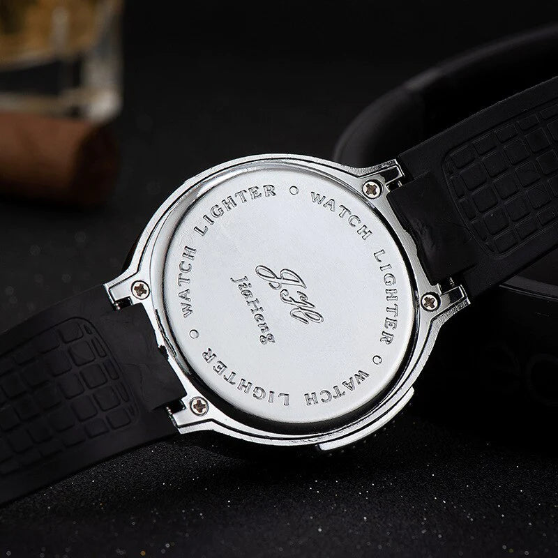Wrist Watch Inflatable Lighter, 2 In 1 Cigarette Lighter, Cyclic Inflatable Flame Adjustable Lighter, Multifunctional Metal Open Frame Watch Lighter, Men's Sports Watch Gas Lighter Wrist Watch Inflatable Lighter, 2 In 1 Cigarette Lighter, Cyclic Inflatable Flame Adjustable Lighter, Multifunctional Metal Open Frame Watch Lighter, Men's Sports Watch Gas Lighter